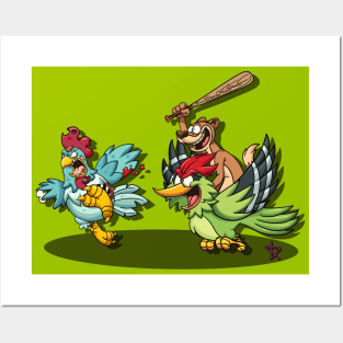 the Great Zombie Chicken Baseball Bat Race Posters and Art